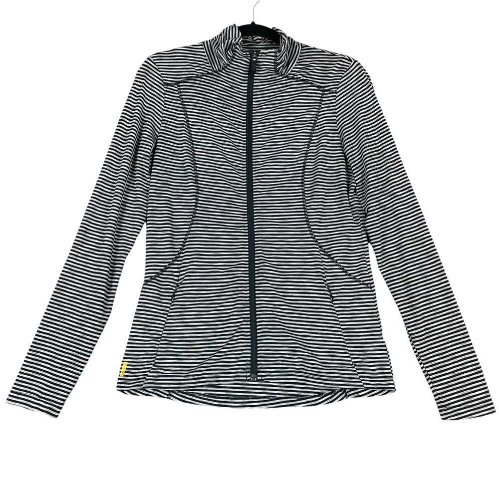 Lole Essential Striped Full Zip Long Sleeve Workout Athleisure Sporty Jacket M